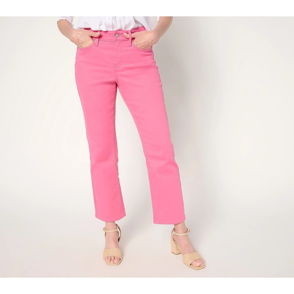 NYDJ Ellison Straight Leg Ankle Jean with Cool Embrace Pink Rose Tall, 14 #54E